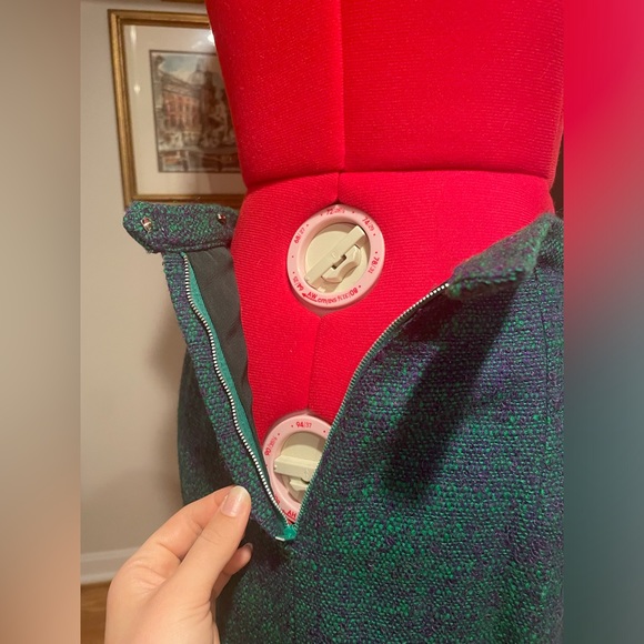 1960s 3 Piece Skirt Suit Matching Green & Purple Boucle Set Top Skirt & Jacket - Picture 14 of 16